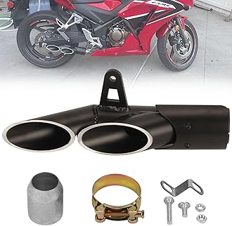 awliye 38-51mm Universal Motorcycle Exhaust, 1.5-2" Dual-outlet Exhaust Tail Pipe Muffler Compatible With 250/300 Kawasaki ZX6R10, GSX-S1000, Honda CBR 250RR Cbr600 600GSXR