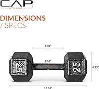 Vista 66 de CAP Barbell Mancuerna hexagonal de hierro fundido Múltiples opciones Negro