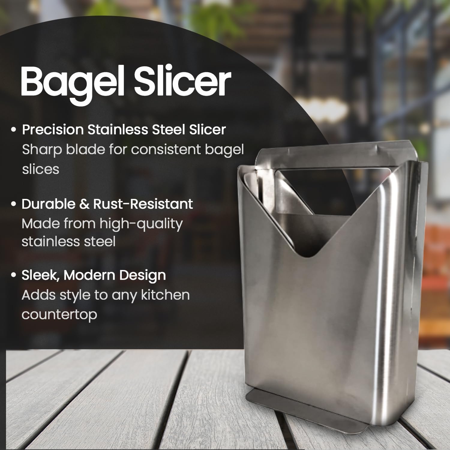 Rattleware Stainless Steel Bagel Slicer - Effortlessly Slice Perfect Bagels Every Time, Ideal for Home and Commercial Use
