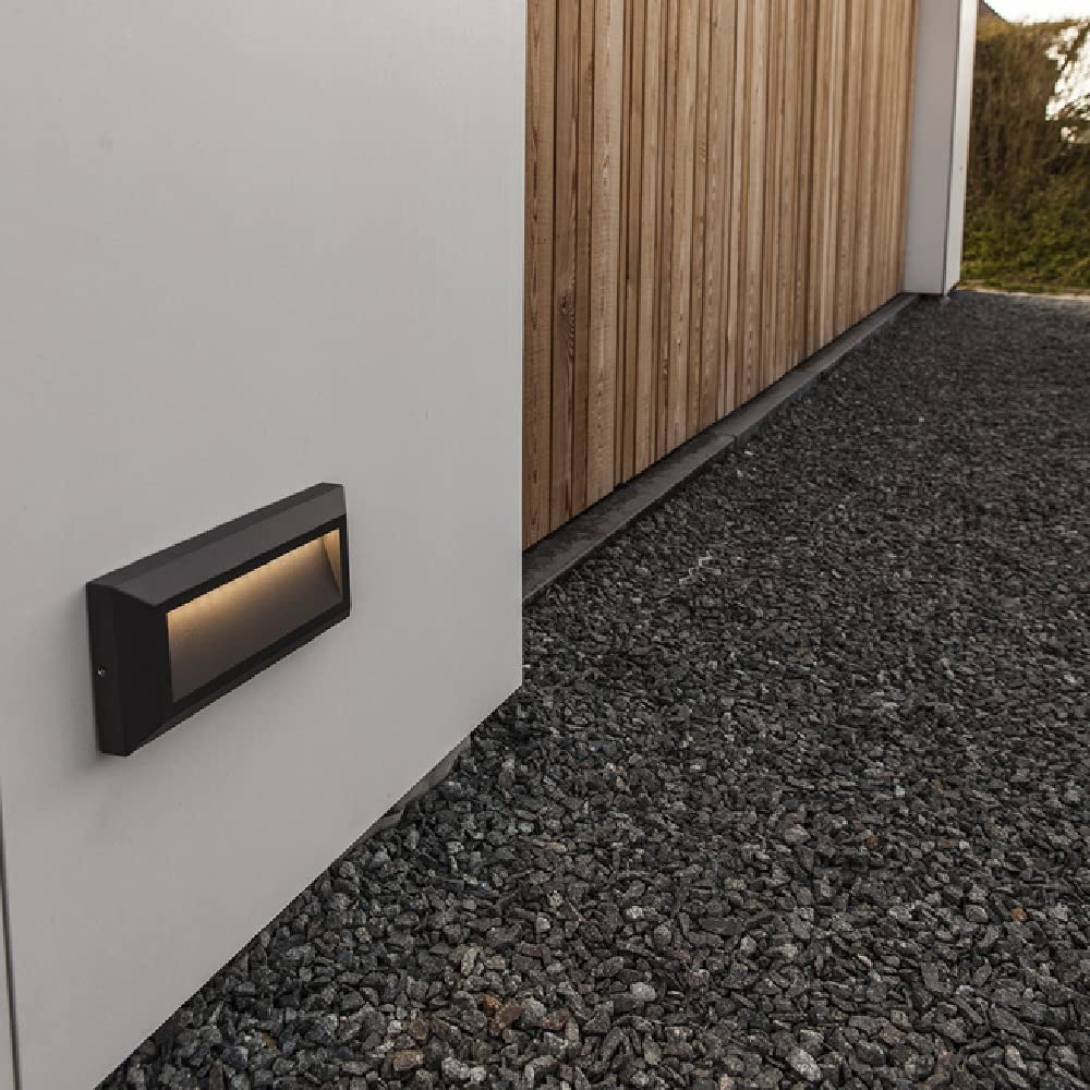 Britalia Anthracite Outdoor LED Modern Surfaced Mounted Brick Wall Light | 10W 400 Lumen 4000k Cool White | 230mm X 101mm | IP54 Rated | 240V | Heavy Duty Aluminium | Eyelid Diffuser