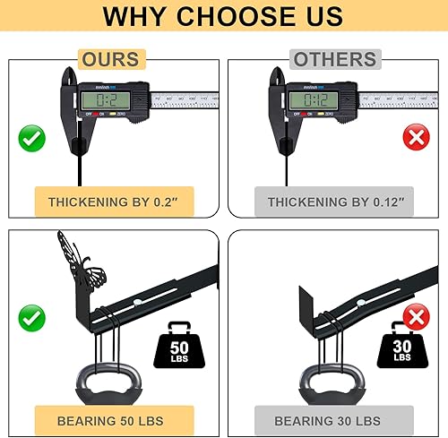 Miniatura 3 de MIXXIDEA Soportes para jardineras colgantes de acero negro, soporte de pared resistente, soportes universales para ventana para balcón, patio,