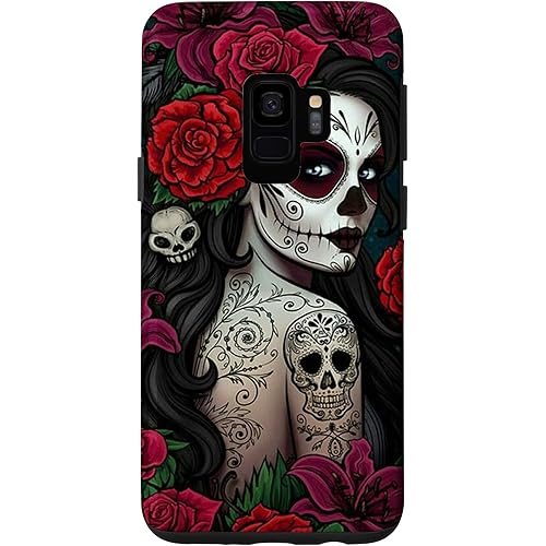 Galaxy S9 Sugar Skull Girl Roses Flower Case