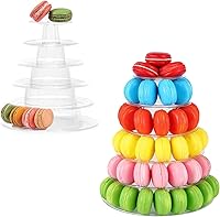 Vista 1 de Torre de macaron de 6 niveles, estante redondo de plástico para macarrones, soporte de postre transparente para tartas, soporte de donas para baby