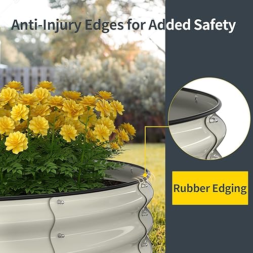 Miniatura 58 de Kesfitt Kit de cama de jardín elevada galvanizada, cajas de metal 7 en 1 de 18 pulgadas de alto con bordes de seguridad, 8 x 2 x 1.5 pies modulares