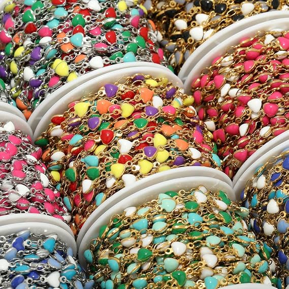 GIOTEL Beading 1 Meter Stainless Steel Heart Chains Suitable for DIY Necklaces Bracelets Anklets Link Chain Findings Jewelry Making Accessories Bulk Jewelry Production Chain (Color : Steel Grey)