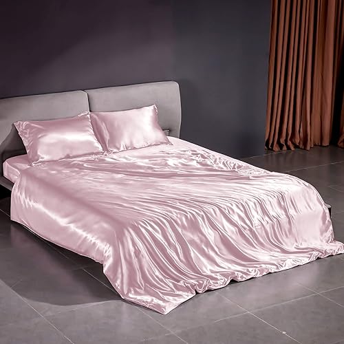 Miniatura 3 de THXSILK Juego de funda de edredón de seda de 4 piezas, 22 sábanas de seda Momme, juegos de ropa de cama de lujo, ultrasuave, lavable a máquina,