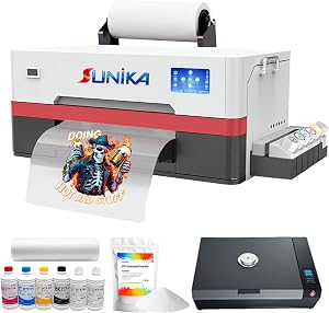A3 DTF Printer, Direct to Film 13-inch DTF Transfer Printing with XP600 Print Head and White Ink Circulation,Semi-Automatic Cleaning Module for DIY Print T-Shirts (Printer+Oven)