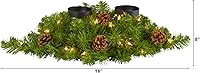 Vista 2 de Nearly Natural Candelabro doble de Navidad artificial de 24 pulgadas con 35 luces blancas cálidas y piñas