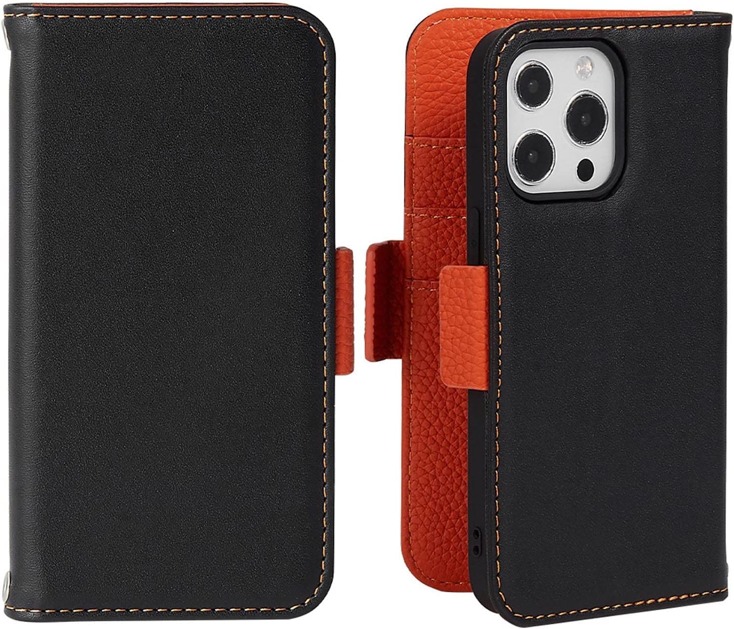 Étui portefeuille iPhone 13 Pro Max en cuir véritable antichoc - 8
