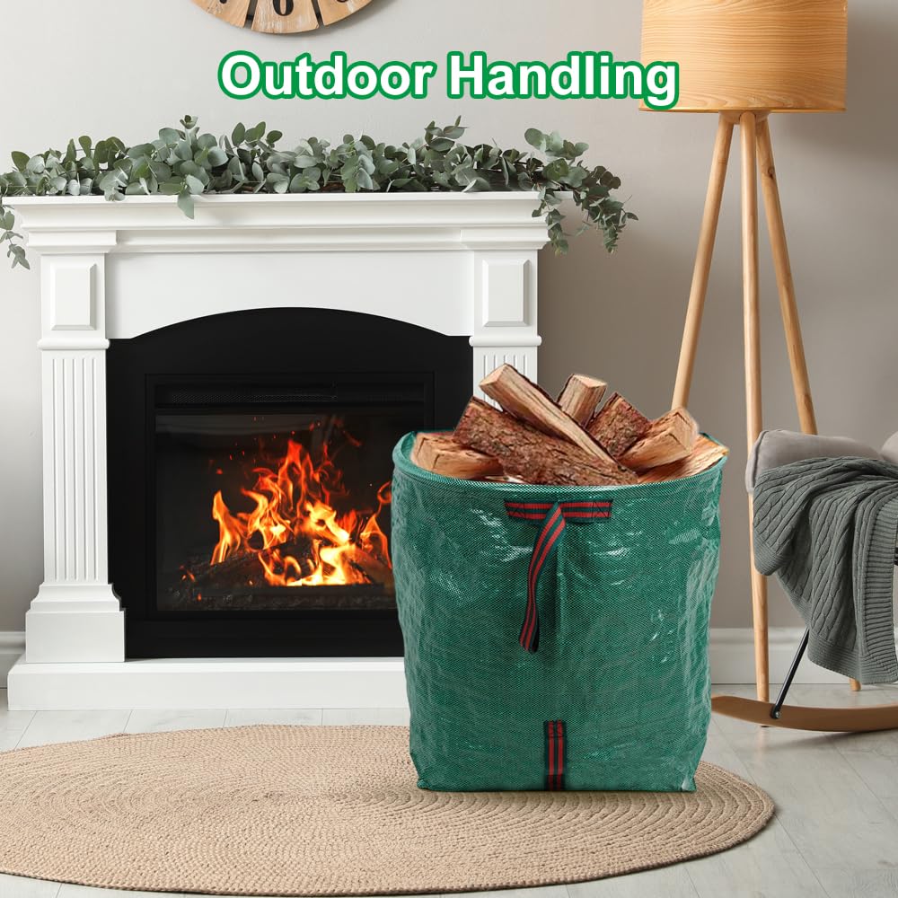 LEKEFETO Gartenmüllsäcke 150 Liter - 3 Stück Wiederverwendbare Laubsäcke Mit Tragegriffen