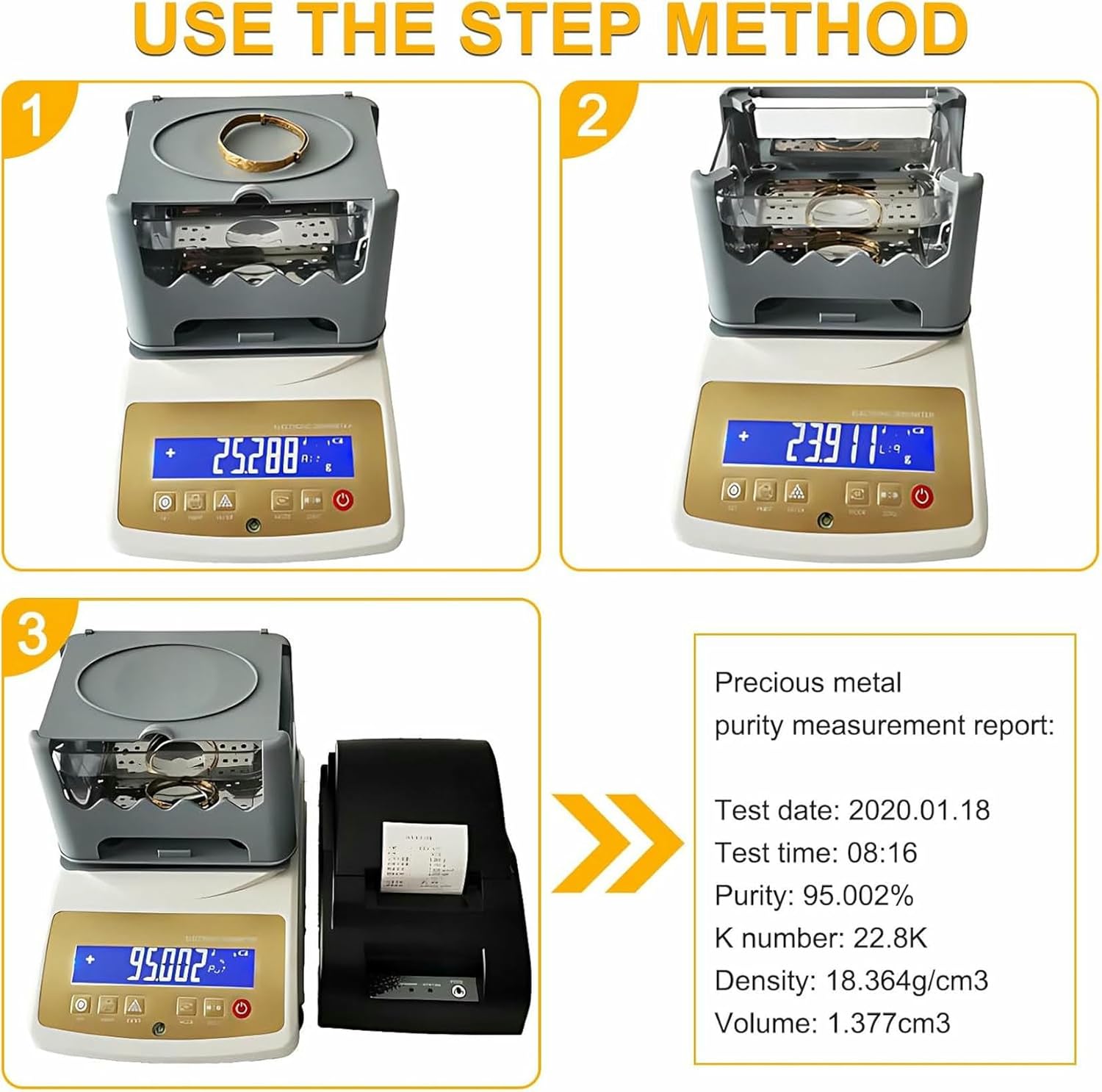 Gold Purity Tester & Electronic Density Meter Kit - 0.01g/cm3 Accuracy for Precious Metals, LCD Display, Ideal for Jewelers & Investors