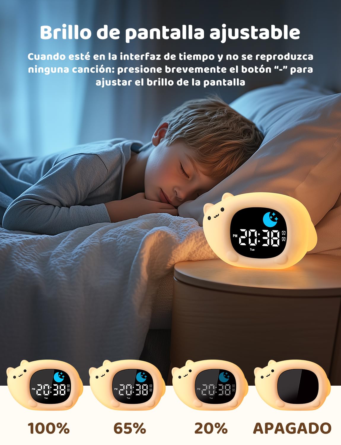 Yissvic Despertador infantil para principiantes en la escuela, despertador para niños con luz nocturna, modo de repetición, visualización de fecha, bebé, silencioso, despertador para niñas, habitación