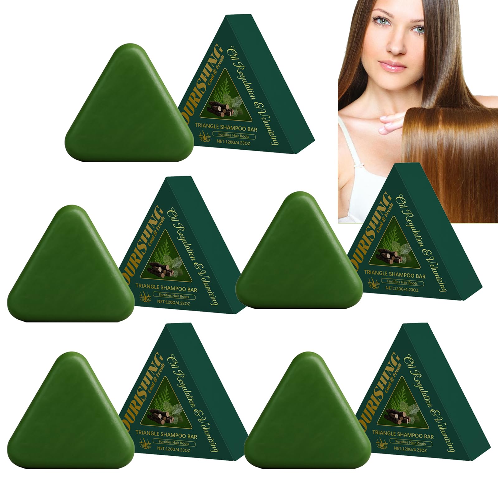 Shampoo a foglia di cipresso – Triangle Shampoo Sapone, Rafforza I Capelli E Riduce La Perdita Di Capelli, Usmans Gras Shampoo Sapone, Nutre I Capelli E Elimina Forfora Per Uomini E Donne (5pcs)