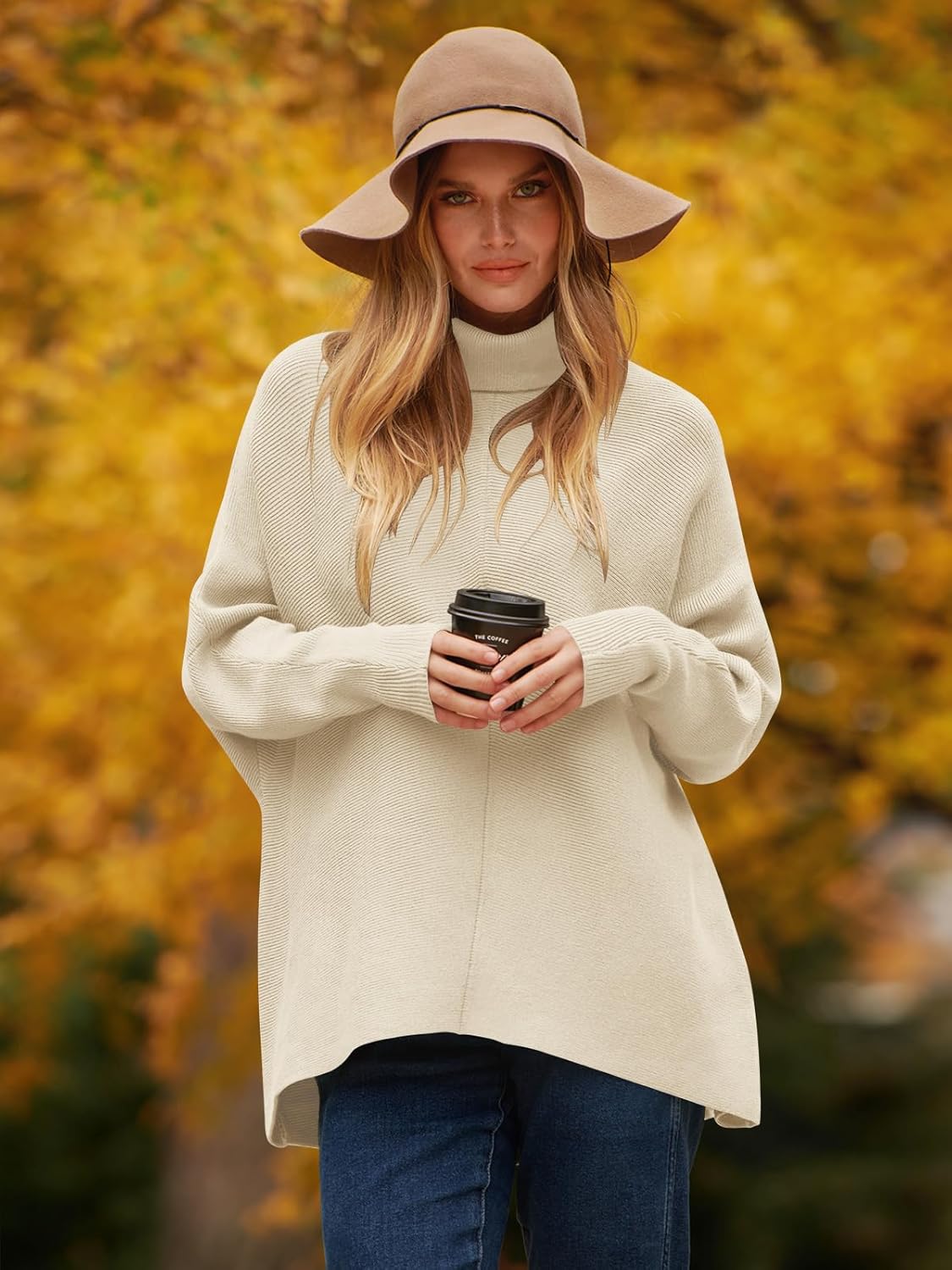 ANRABESS Womens Oversized Turtleneck Batwing Long Sleeve Casual Cozy Baggy Knit Pullover Tunic Sweater 2025 Fall Outfits - Image 8