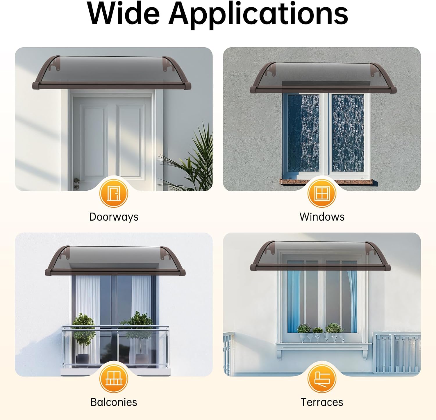 Awning for Door Entrance,Awnings with Sink Design,Practical Cover Outdoor Front Door Patio UV/Rain/Snow Protection,Load-Bearing 110.23 lbs (Coffee + Tan)