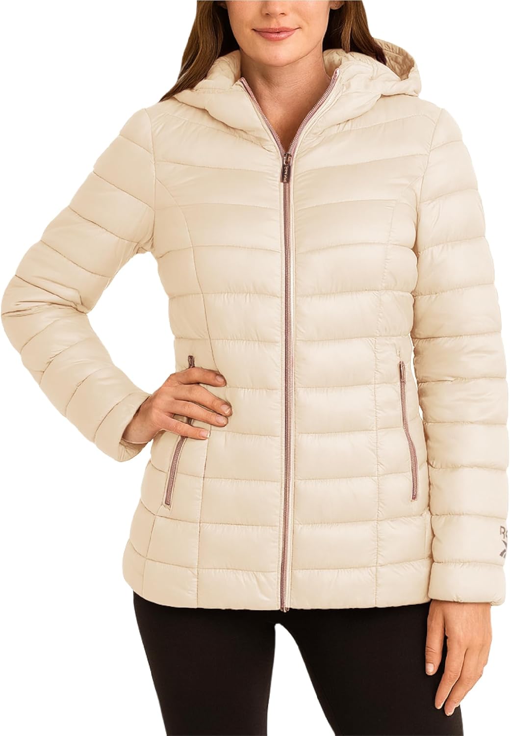 Reebok Womens Puffer Jacket - Lightweight Quilted Snow Glacier Shield Zip Up Bubble Winter Coat for Women with Hood & Pockets - Image 2