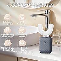 Vista 2 de Cepillo de dientes eléctrico automático ultrasónico para adultos, cepillo de dientes en forma de U, limpieza bucal de 360°, 5 modos