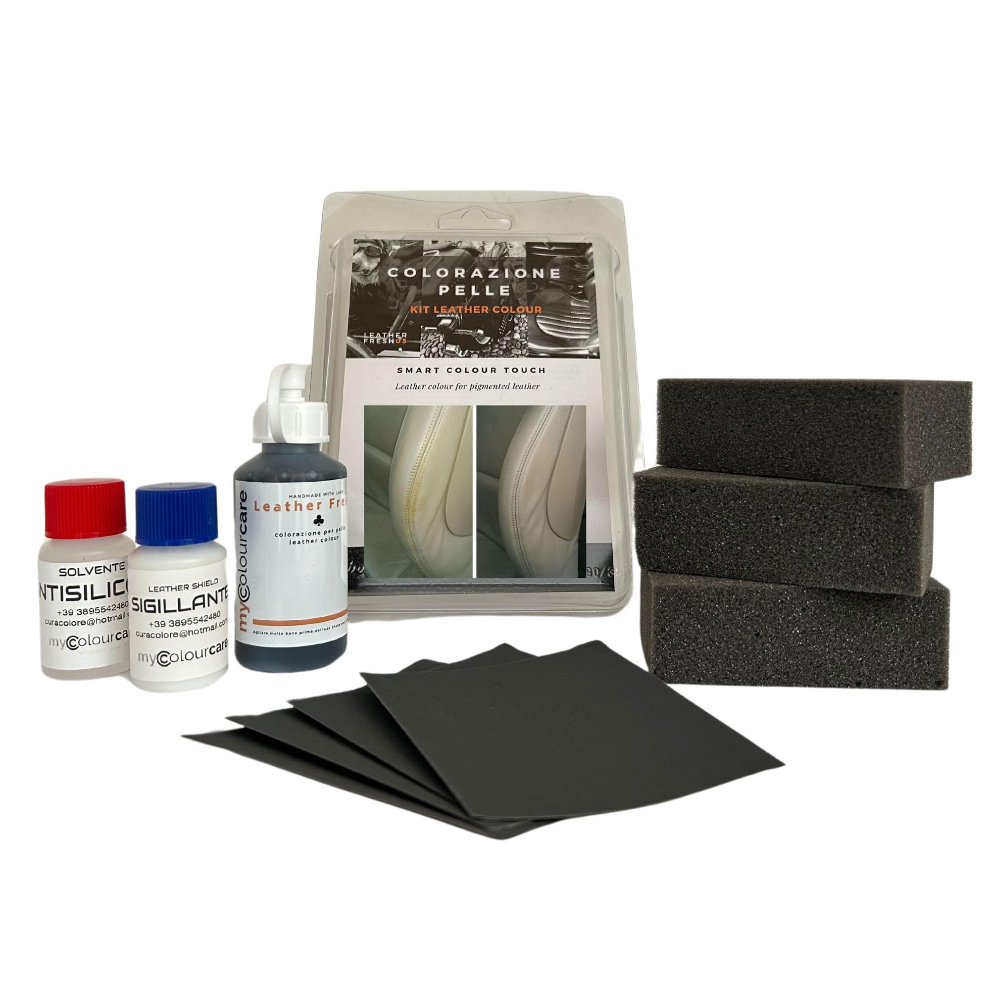 Kit de retoque con código crema beige mate para interiores del volante, de piel sintética y piel sintética para respaldo, asiento con sello protector, fácil aplicación