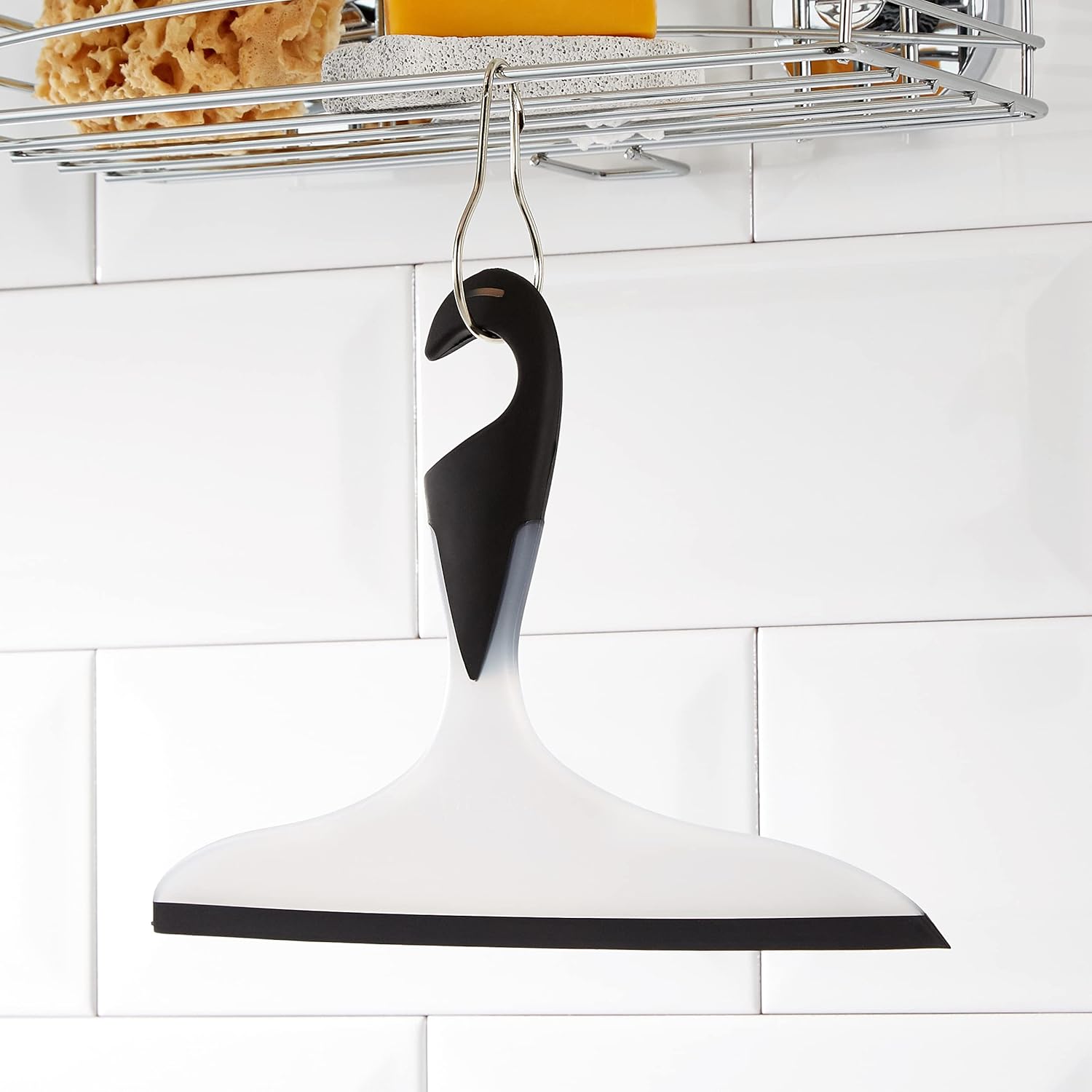 WENKO 18752100 Bathroom Squeegee Loano Black - for Bath and Shower, Plastic, Black