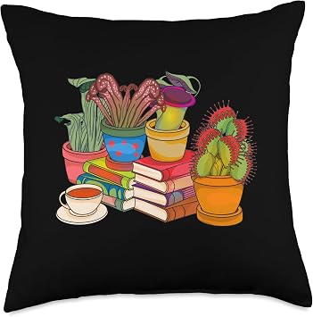 Carnivorous Plants And Book Lover Venus Fly Trap Throw Pillow
