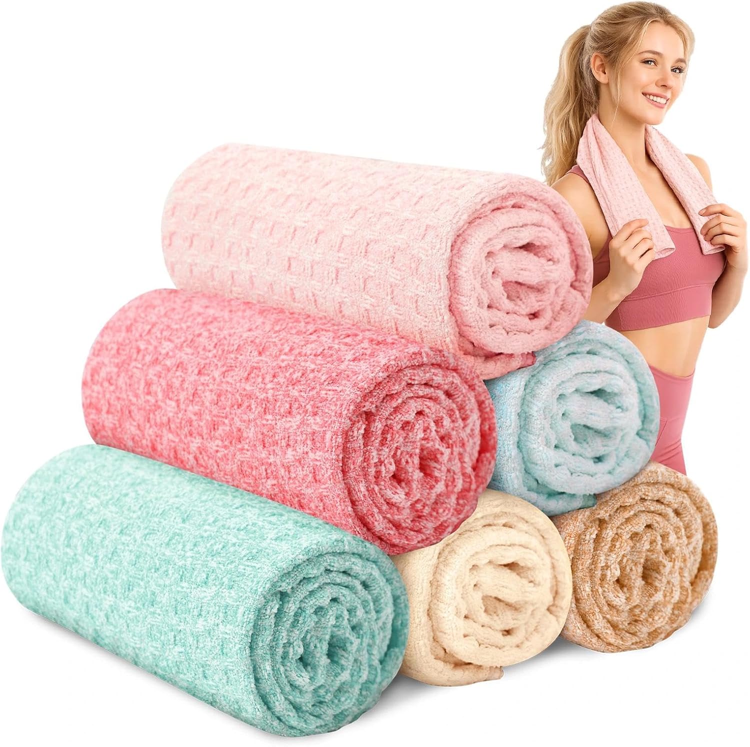 Microfiber Gym Towels for Showering Working Out Quick Dry Negative ions Large Middle Small Sizes Lightweight Gym Towel for Men Women Tennis Sports Towels for Body Hot Yoga Fitness Essentials