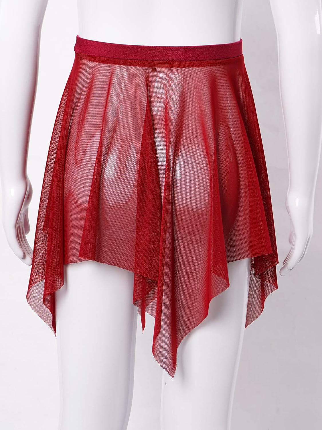 FEESHOW Irregular Pull on Ballet Dance Sheer Mesh Skirt for Girls Kids Circular Skate Over Scarf Pleated Skirt