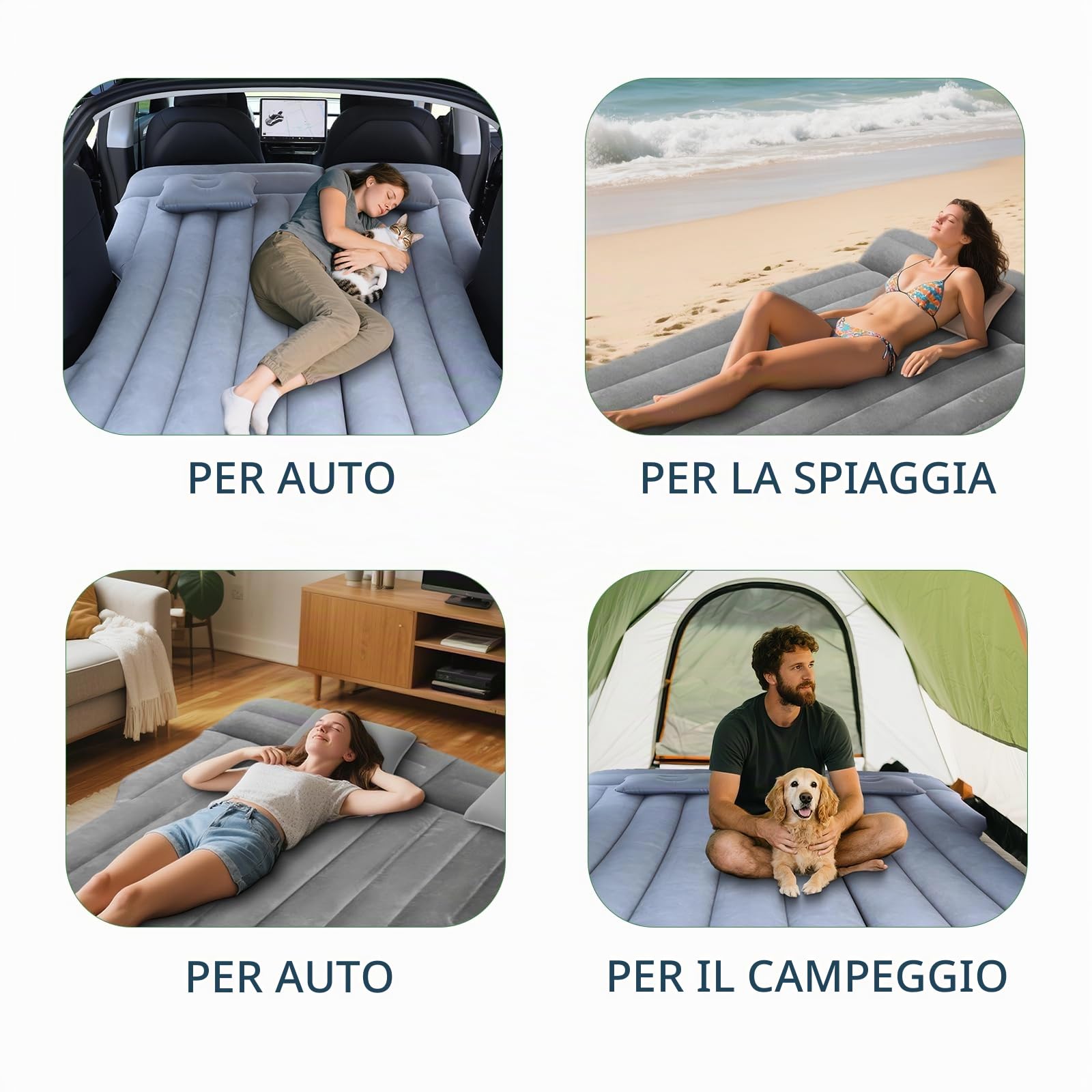 Letto per Auto, Letto Gonfiabile, Auto Rigido Gonfiabile per Camping per Bagagliaio/Posto Posteriore, per Model Y/SUV/RV/Minivan, Viaggi/Camping/Casa/Outdoor Grey