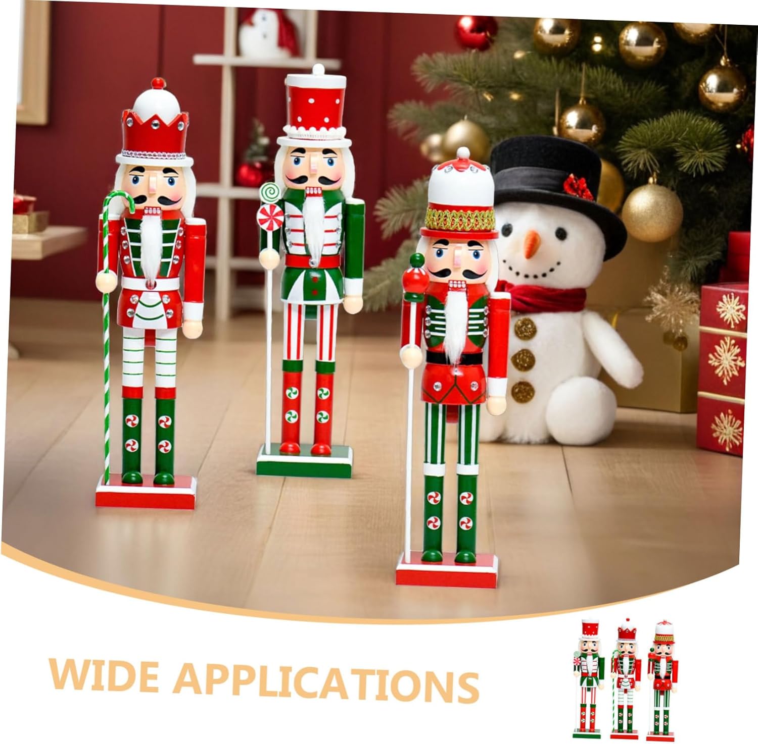 3個木製くるみ割り人形点 キャンディモチーフのナットクラッカーデコレーション クリスマスや誕生日パーティーのテーブル中心飾り