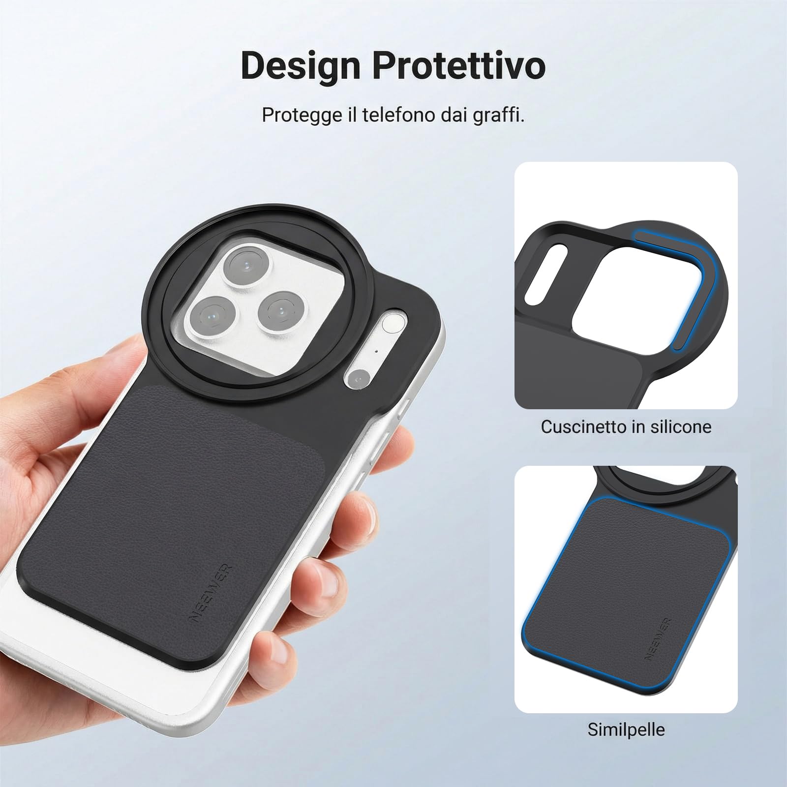 NEEWER Accessori Backplate Adattatore Magnetico da 6,9" per Filtro Obiettivo Telefono e Filtro Polarizzatore Circolare CPL 67mm Compatibile con MagSafe iPhone 12/13/14/15/16/17 Pro Max e 14/15/16 Plus
