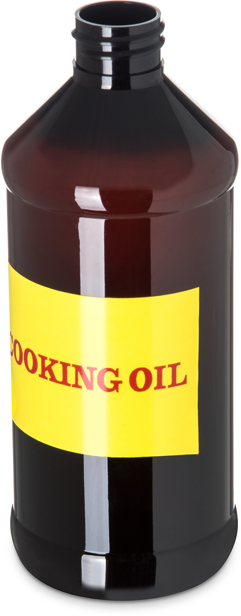 Carlisle 381613 Plastic Bottle With Cooking Oil Label, 16 oz, Amber (Case of 12)