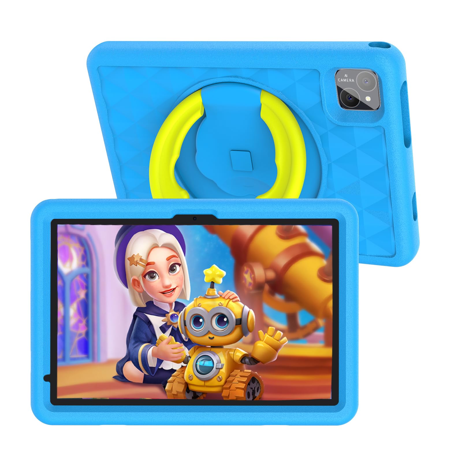 VASOUN Kids Tablet 10 inch, All-New Android 14 Tablet for Kids, Toddler Tablets with 128GB, Parental Control, GMS Certified WiFi Dual Camera with Eye Protection, Blue