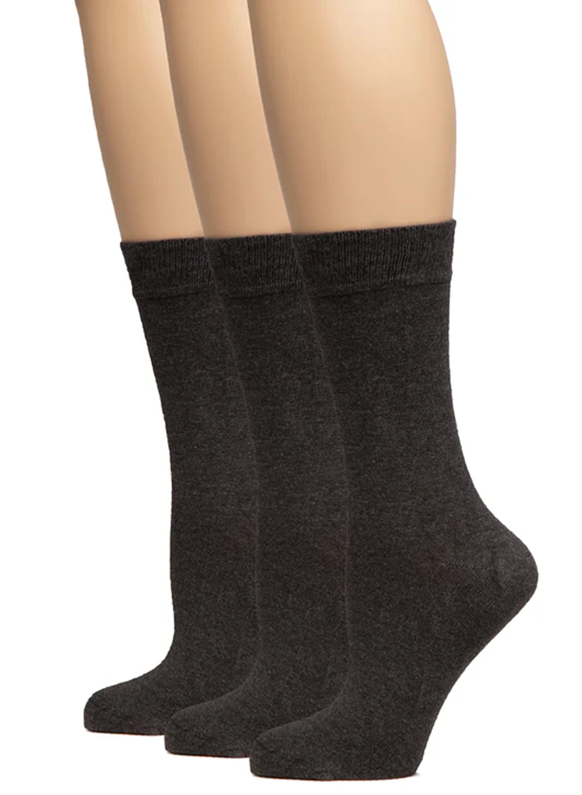 Hugh Ugoli Women's Thin Soft Rayon Derived from Bamboo Crew Socks for Dress, Trouser, Seamless Toe &amp; Non-Binding, 5-8/9-11