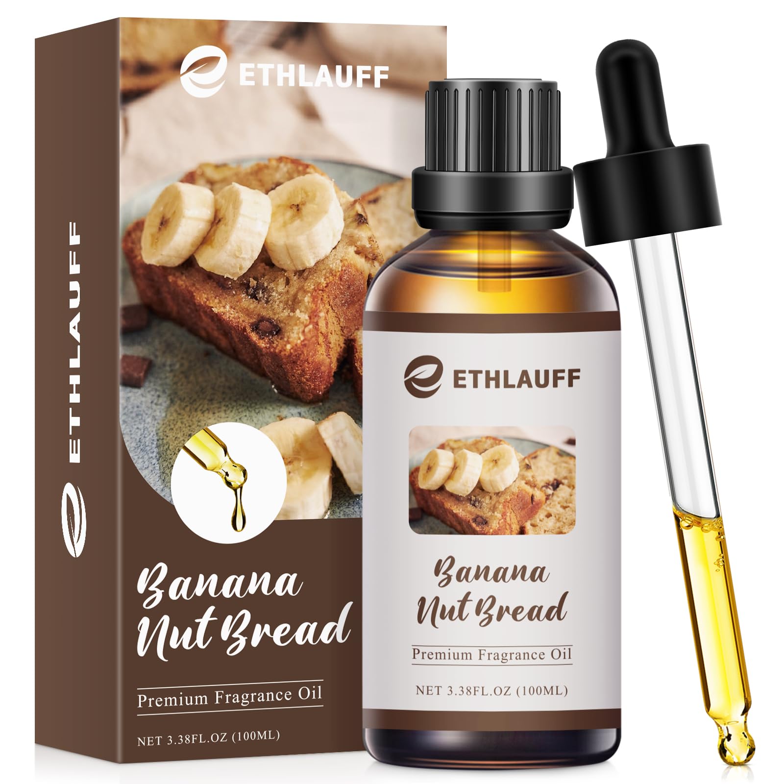Banana Nut Bread Fragrance Oil, 100ml Bakery Essential Oil for Diffusers for Home,Candle Scented Oils for Soap Making, Bath Bombs, Massage -3.38FL.OZ
