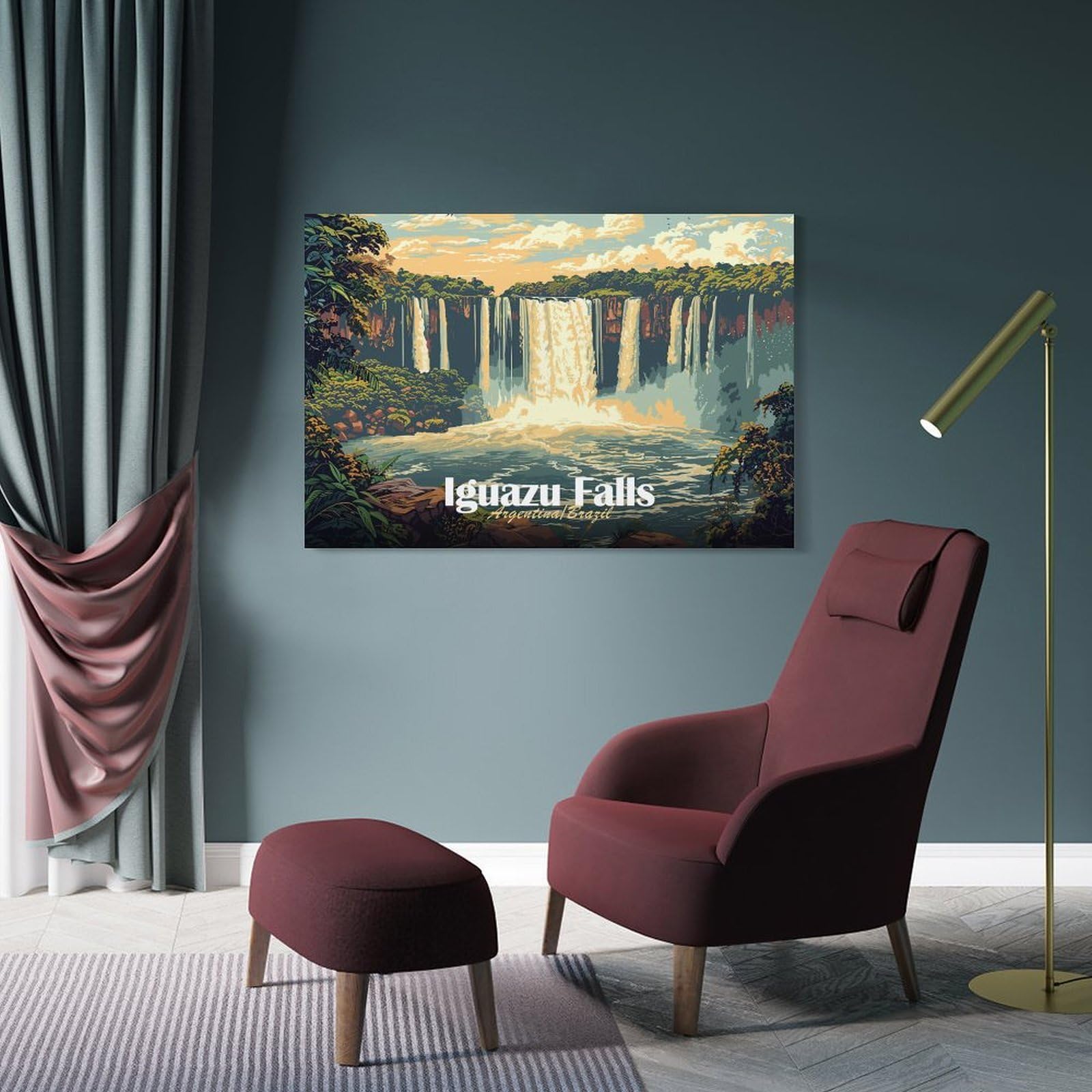 Junmoney 'Iguazu Falls Poster Hanging Wall Art, 24x36inch(60x90cm), for Lounge, Bedroom Or Personal Spaces, Gift Idea for Housewarming And Birthdays