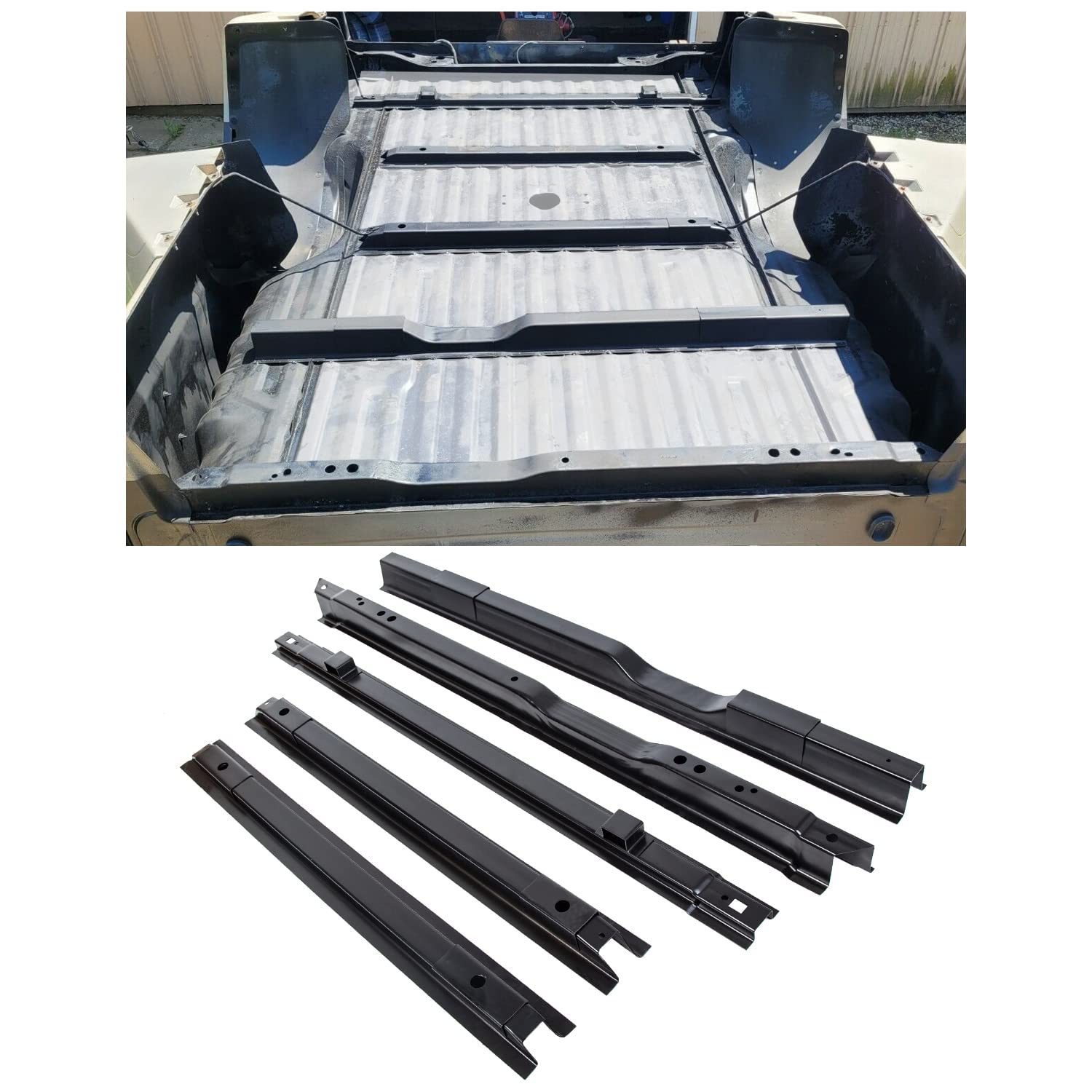 ECOTRIC 5 Truck Bed Rails Compatible with 1999-2018 F250 F350 F450 Bed Floor Crossmember Support Kit Steel Truck Long Cross Member Replace for BC3Z9911215A YC3Z9911215BA