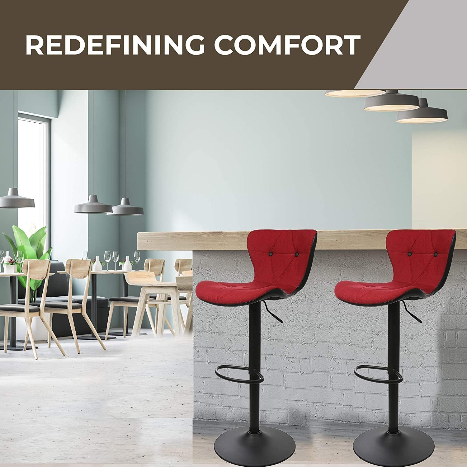 Halter Barstool, Adjustable Height Stool Chairs, Counter Height Swivel Bar Stools for Kitchen Island, Bar Chair, Counter Stool, Barstool Set of 2, Red