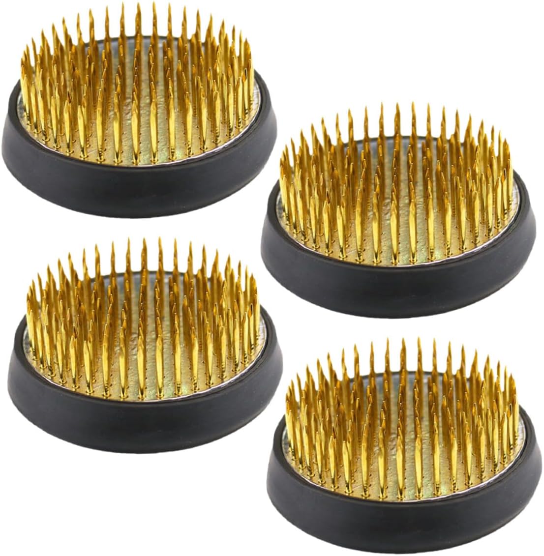 4pcs Ikebana Flower Frog Pin Holder Set with 34mm Brass Needles and Rubber Sleeves for Floral Arranging, Japanese Kenzan Vase Frog Tool for DIY Craft and Home Gardening
