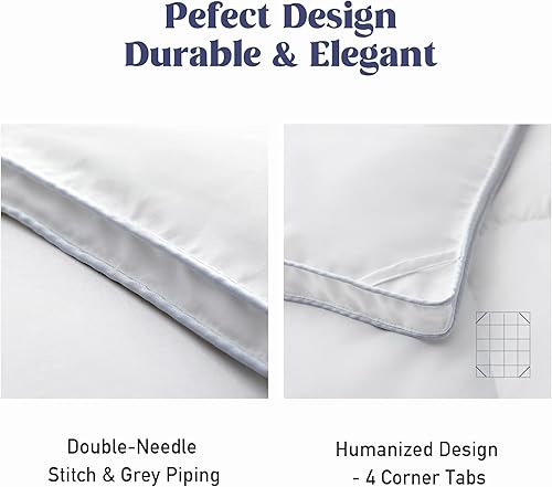Miniatura 5 de puredown Edredón de plumas de ganso tamaño King, relleno de edredón para todas las estaciones, con refuerzo ultra suave y silencioso, edredón de