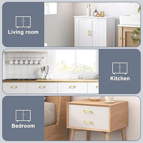 Miniatura 6 de knobelite Paquete de 5 tiradores de gabinete de cocina dorados de 3 pulgadas (2.992 in) de aleación de zinc, tiradores de arco y arco para armarios