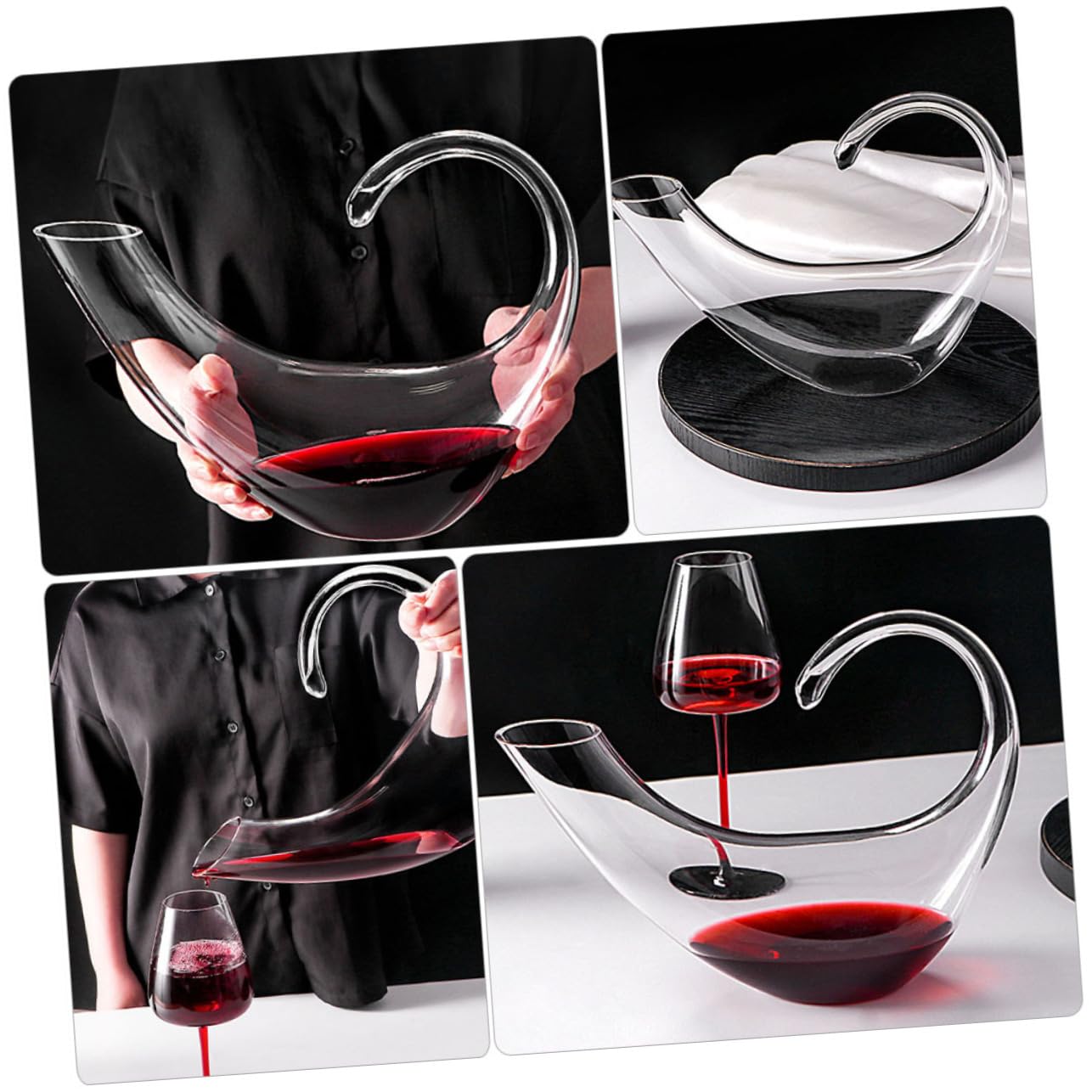 PRETYZOOM Decantador de Vino de Cristal Elegante Boca Inclinada para Mejorar Sabor, Jarra de Vidrio para Uso Doméstico y Reuniones Familiares