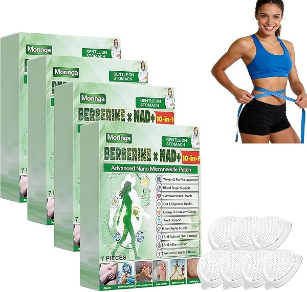 Parche de Microagujas Nano Avanzado de Moringa 10 en 1,nuevo parche de microagujas,berberina para adelgazar, parches de metabalance profesional para hombres y mujeres (28pcs) - 1