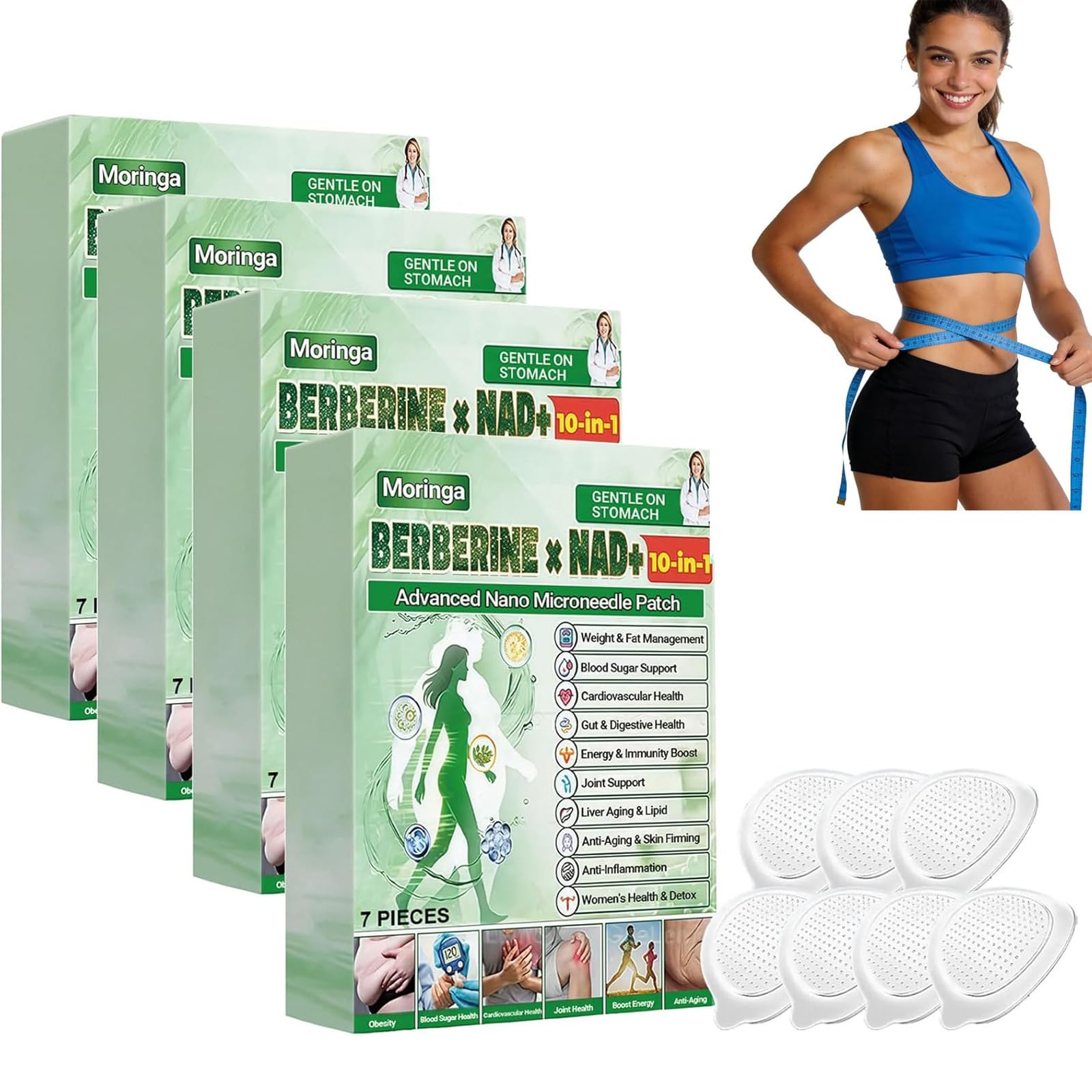 Parche de Microagujas Nano Avanzado de Moringa 10 en 1,nuevo parche de microagujas,berberina para adelgazar, parches de metabalance profesional para hombres y mujeres (28pcs) - 2