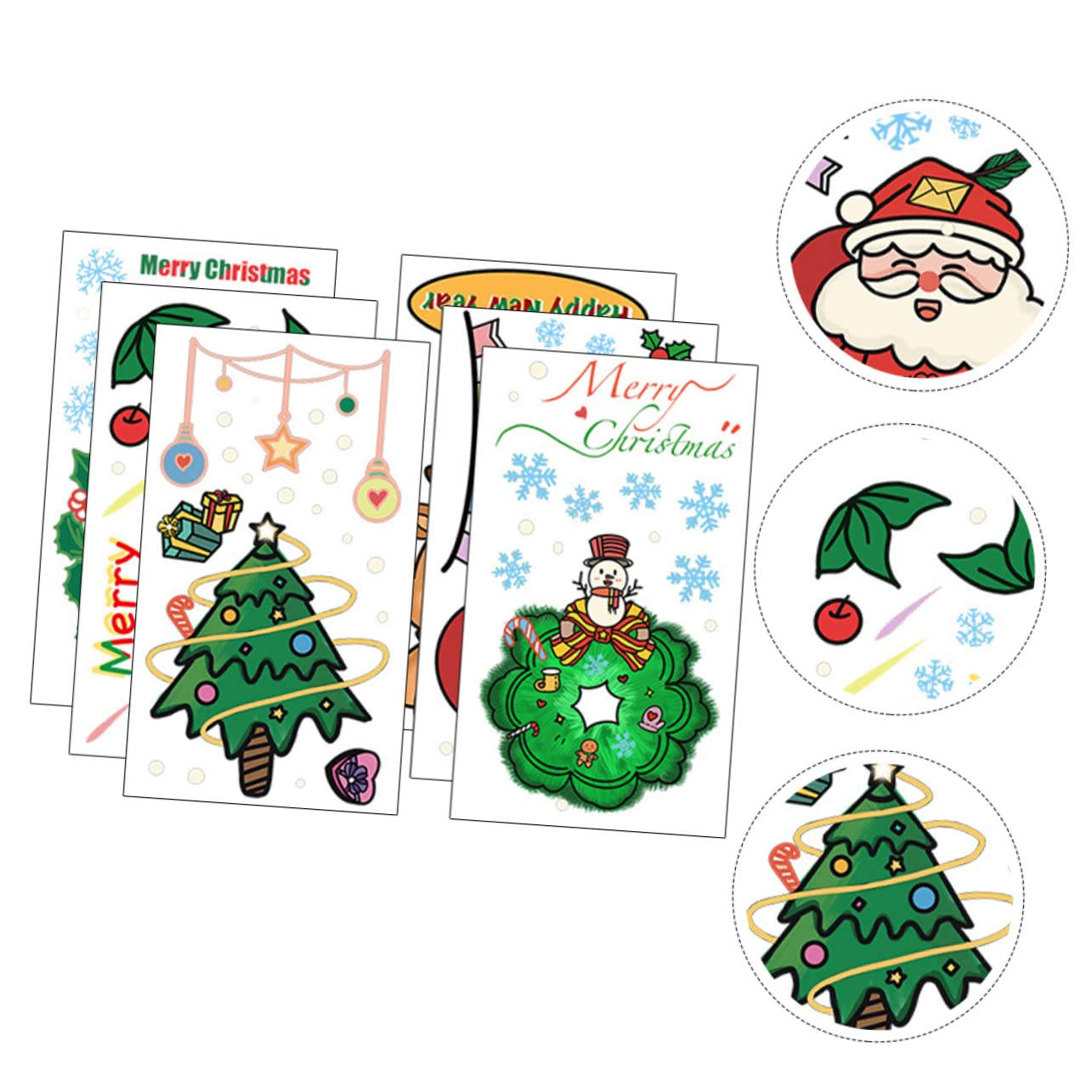 jojofuny 18piezas Pegatinas De Navidad De Cartoon Decoración Autoadhesiva De Pared Para Ventanas y Adornos De Papá Noel y Para Navidad