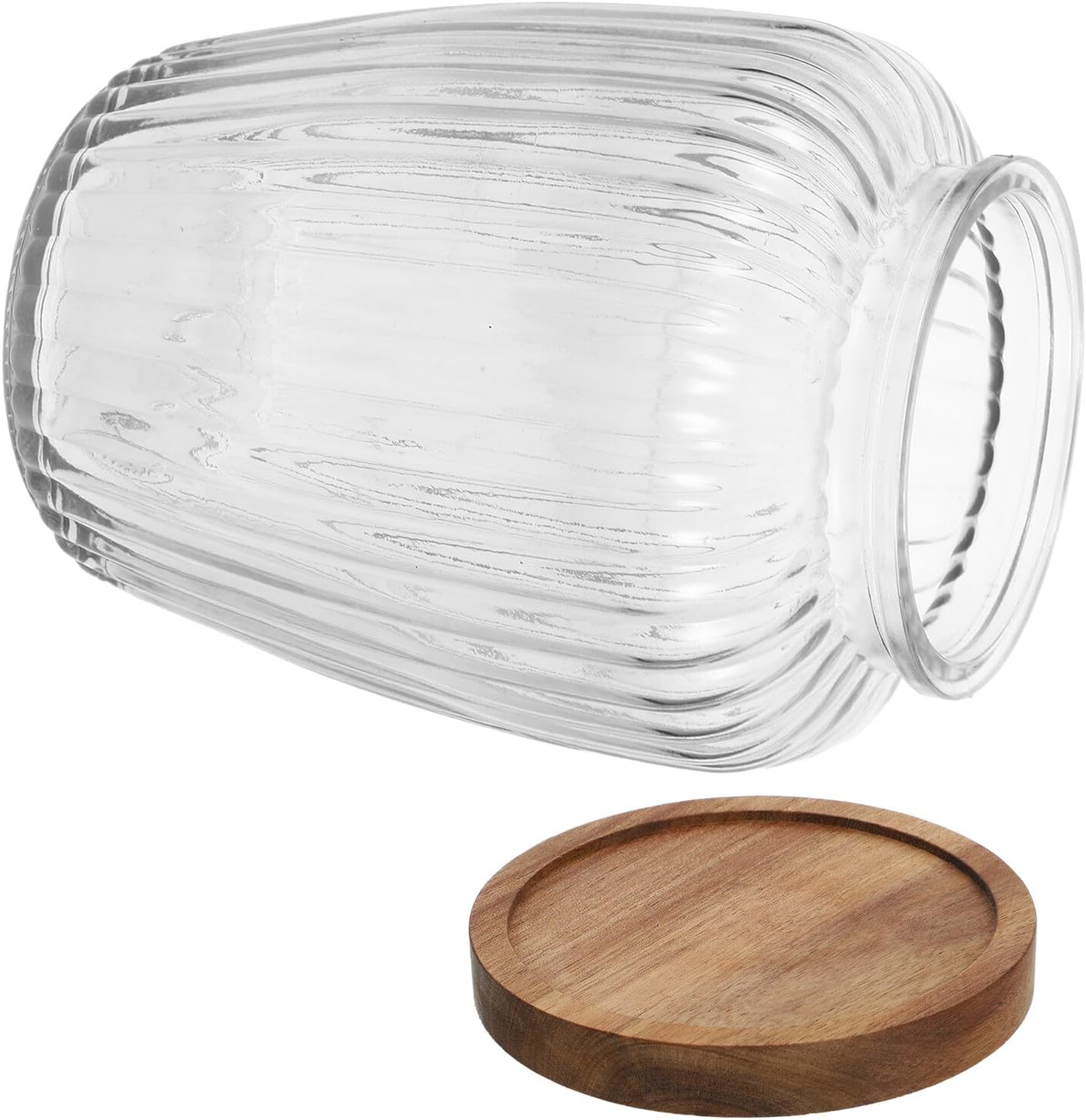 Kichvoe 2200ml Glass Grain Storage Jar with Airtight Lid, Vintage Acacia Wood Cover, Glass Canister for Pantry Organization and Dry Food Storage