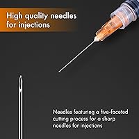 Vista 5 de Paquete de 50 jeringas desechables de 0.1 onzas líquidas con aguja, jeringas Luer Lock de 0.88 oz, 1 pulgada, envueltas individualmente