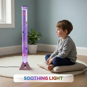 Straame 90cm Bubble Fish Lamp, Colour Changing Sensory Lamp, Rose Gold Base [Energy Class A]