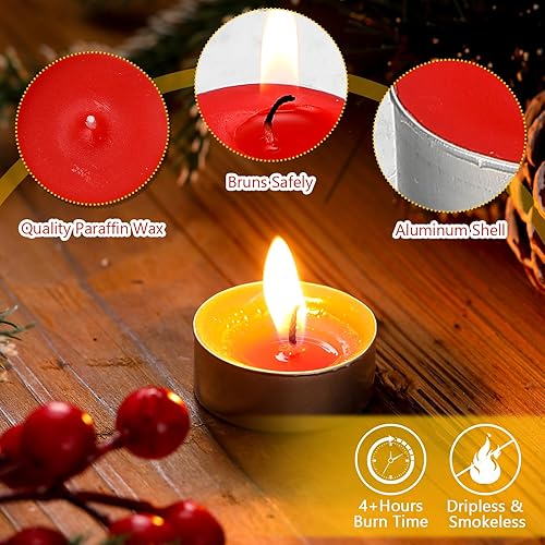 Miniatura 3 de Landhoow 72 velas de té con aroma, fragancia, velas de té a granel, mini velas votivas sin humo para bodas, San Valentín, Halloween, Navidad,