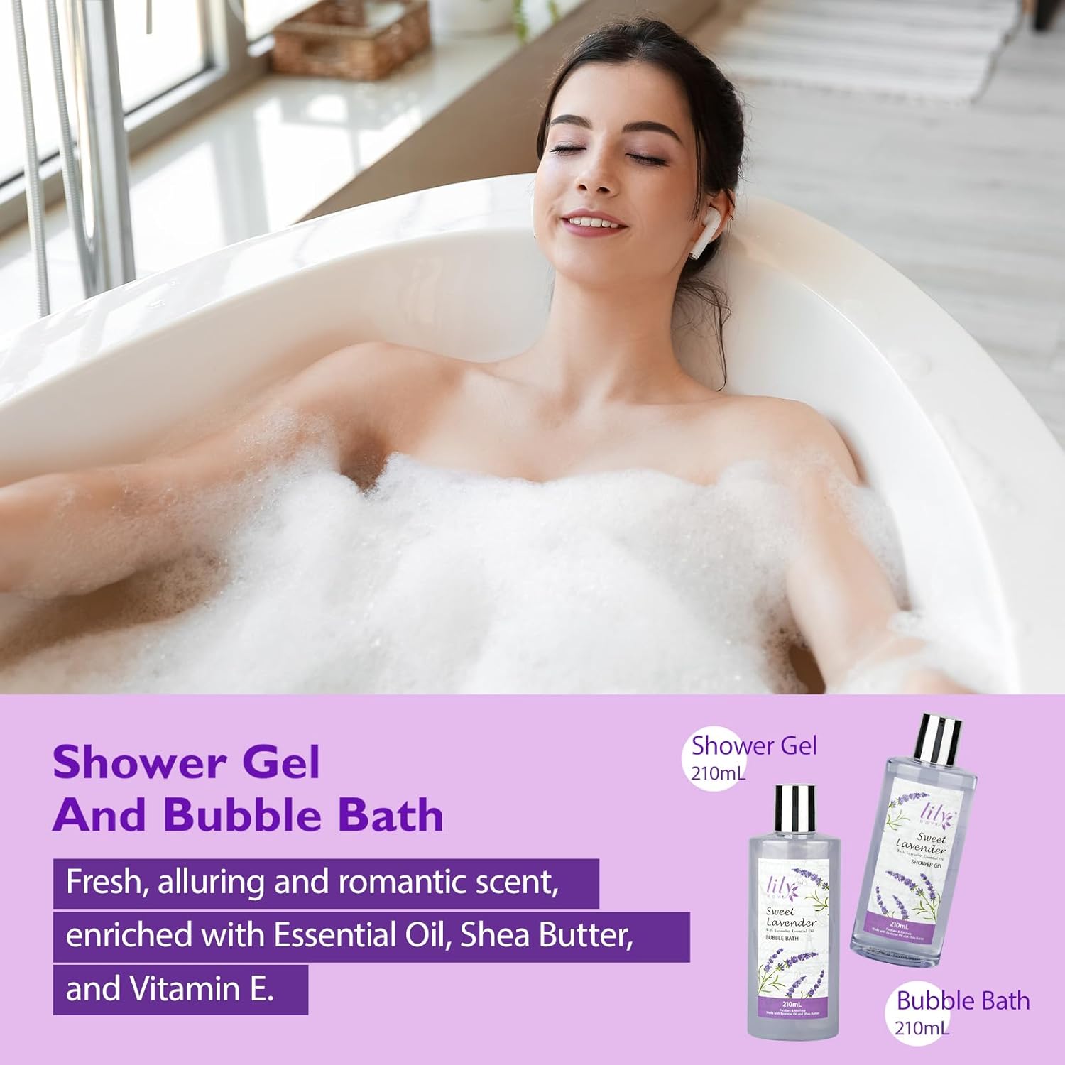 Valentines Day Gifts Spa Gift Set for Women - 22 Piece Lavender Luxury Bath & Body Basket with Bath Bomb | Spa Bath Gift Set for Birthday Gifts, Mothers Day Gift, Christmas Gift for Women - Image 7