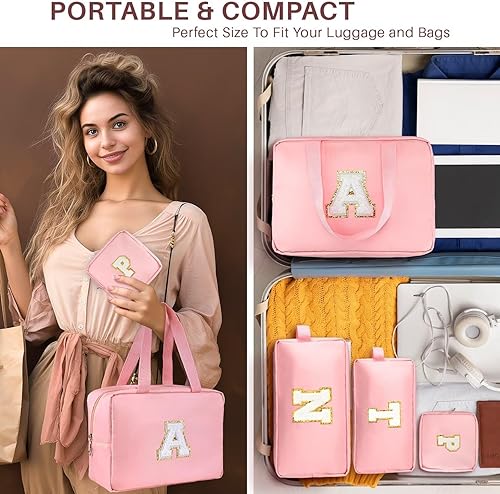 Miniatura 5 de Bolsas de cosméticos de viaje personalizadas, bolsa de aseo portátil, impermeable, organizador de maquillaje, bolsa de regalo con monograma para