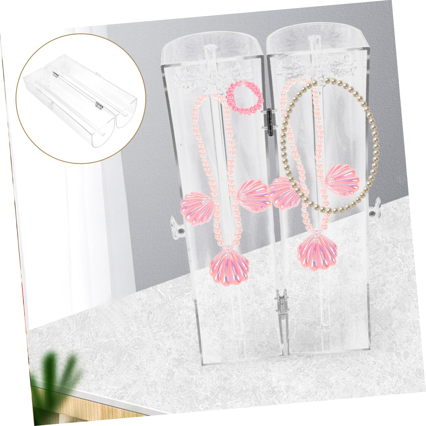 Organizer Gioielli in Acrilico, Supporto Esposizione Collane da Tavolo | Struttura Multi Aree, per Collane e Bijoux, Stile Semplice e Raffinato, per Ragazze